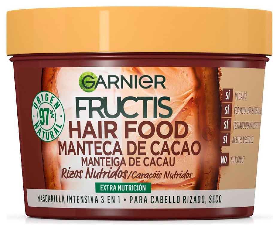 Fructis Hair Food Maschera Burro di Cacao Rigenera Ricci 390 ml