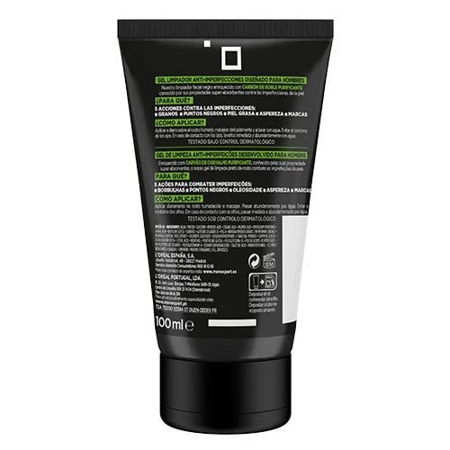 Men Expert Pure Charcoal Gel Limpiador Purificante 100 ml de L'Oreal Paris