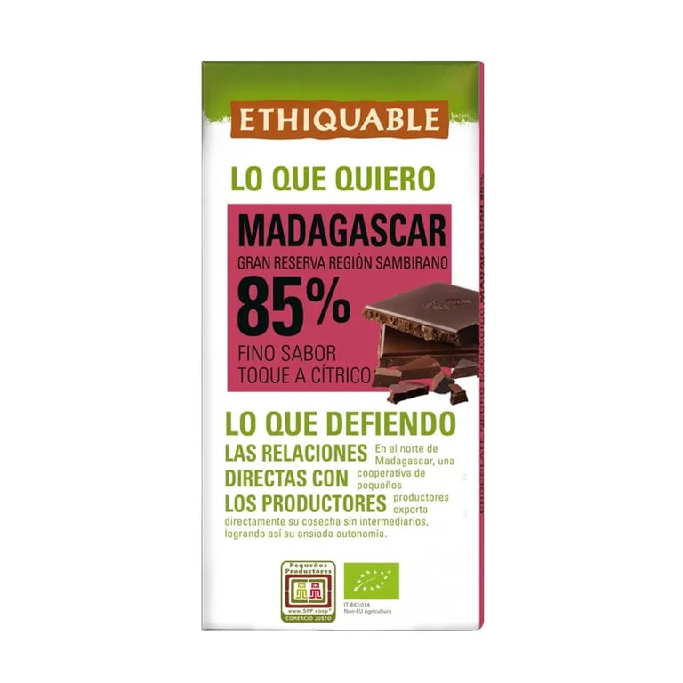 Chocolate Negro Madagascar 85% Ecológico