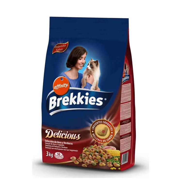Brekkies Delicious Comida Para Gatos Aves y Verduras 750g