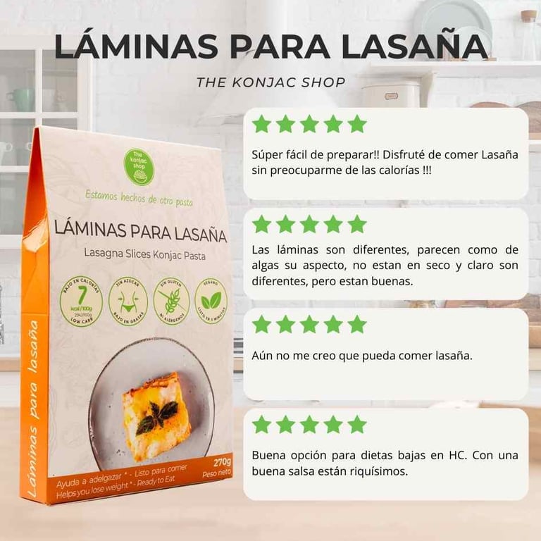 Laminas Para Lasaña De Konjac 270g de The Konjac