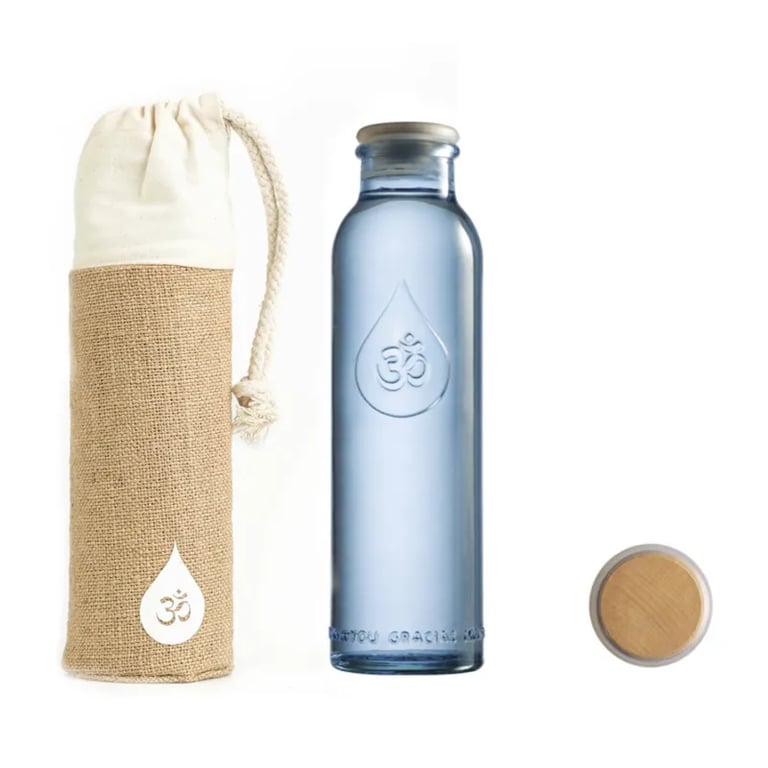 Mini Bottiglia OmWater + Custodia di Canapa e Tappo Ermetico