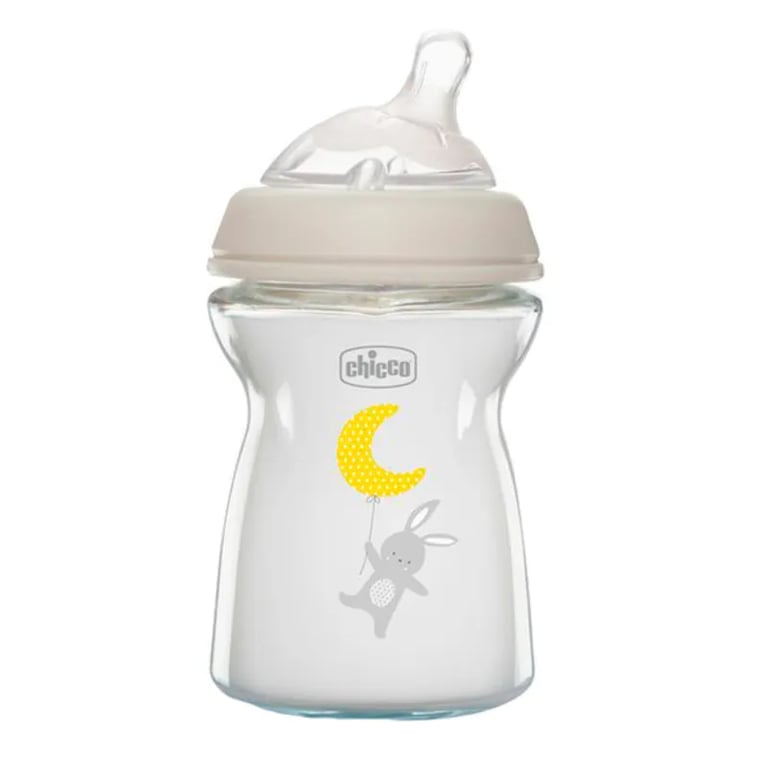 Biberon Verre Natural Feeling Silicone Flux Normal 0M+ Blanc