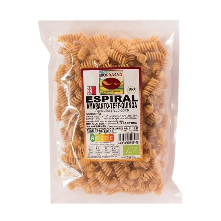 Espirales Amaranto Teff y Quinoa Bio