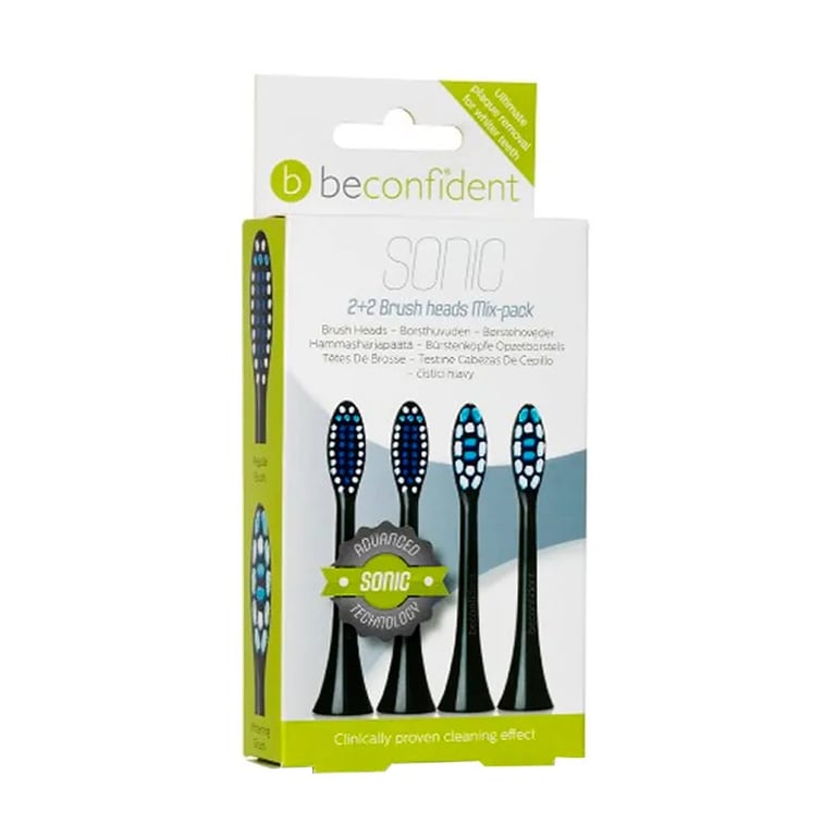 Sonic Ersatz-Whitening & Regular Whitening Heads Black 2+2