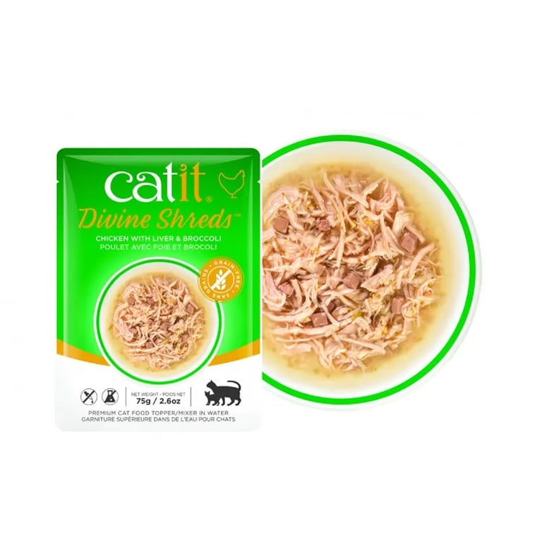 Divine Shreds Soupe Pour Chat Au Poulet Maquereau Et Brocoli