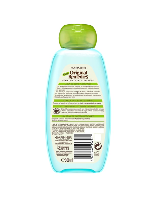 Original Remedies Champô Água Coco E Aloe 300 ml da Garnier - imagen 7 de 15