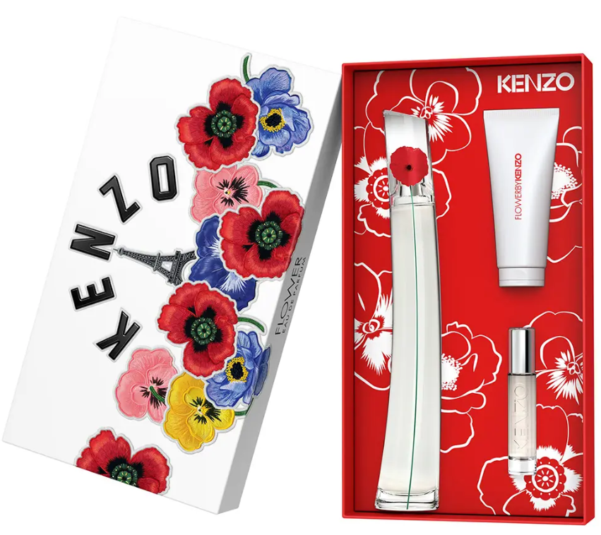 Flower By Kenzo EDP 100 ml + EDP 10 ml + Leite Corporal 75 ml Lote da Kenzo