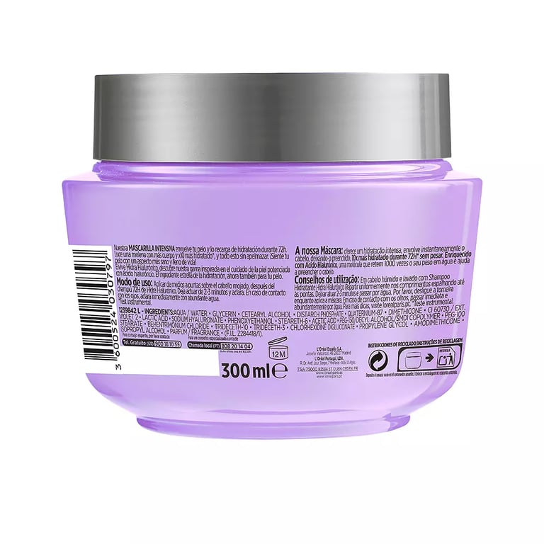 Elvive Hidra Hialurónico Mascarilla 72H Hidratación Intensiva 300 ml de L'Oreal Paris