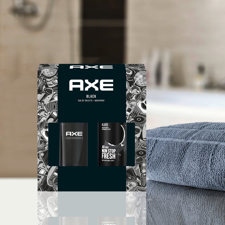 Black EDT 75 ml + Déodorant 150 ml + Trousse de toilette Lot de Axe