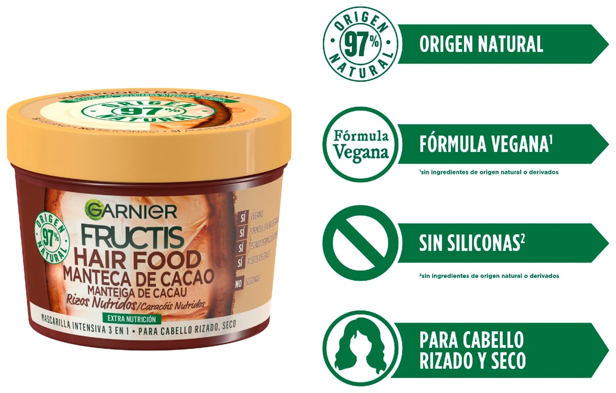 Fructis Hair Food Beurre de Cacao Masque Boucles Nourries 390 ml de Fructis