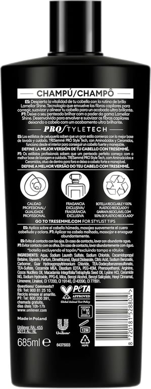 Champú Tresemme Lamellar Shine 685 ml de Tresemme
