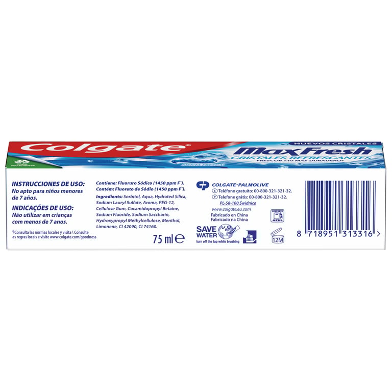 Dentifrice Max Fresh Cristaux Rafraîchissants 75 ml de Colgate