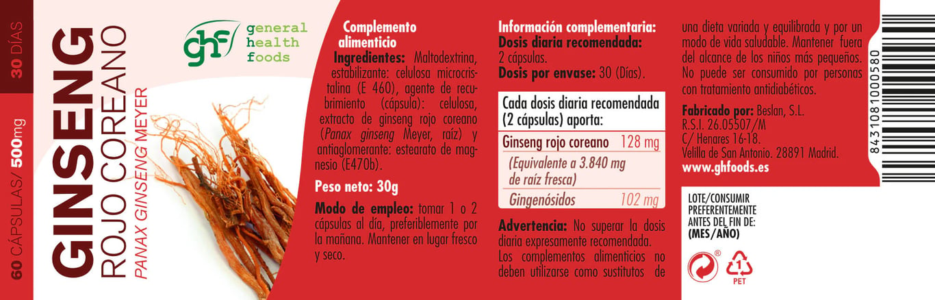 Ginseng Rouge Coréen 500 mg - imagen 5 de 5