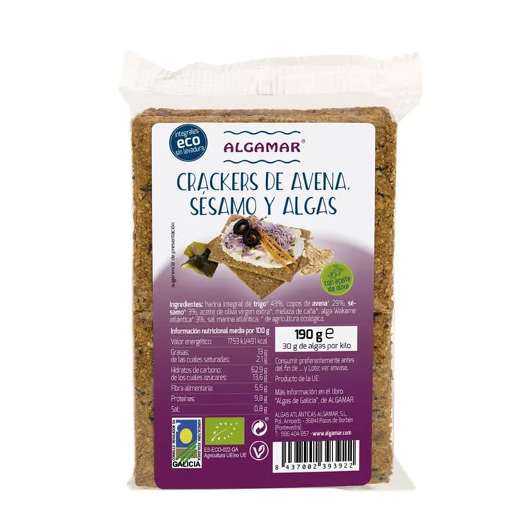 Crackers Avena Sesamo e Alghe senza Lievito