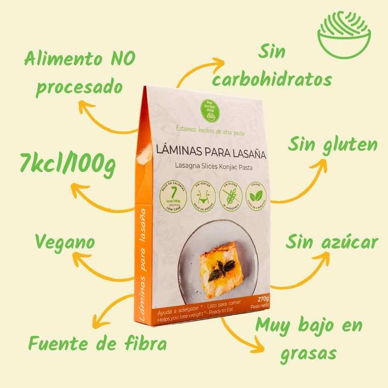 Laminas Para Lasaña De Konjac 270g de The Konjac