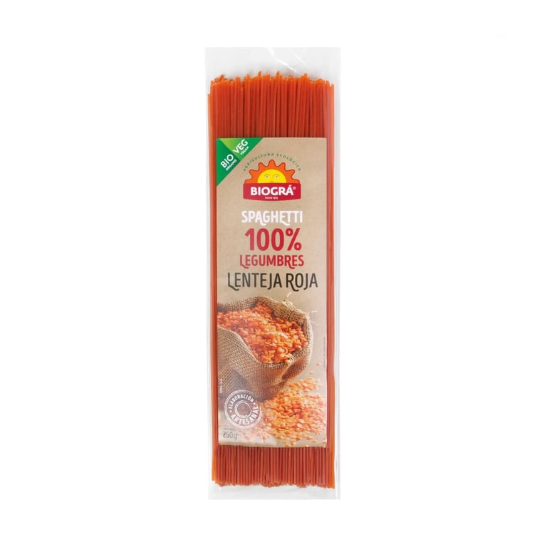 Spaguetti De Lenteja Roja 100% Legumbres Bio