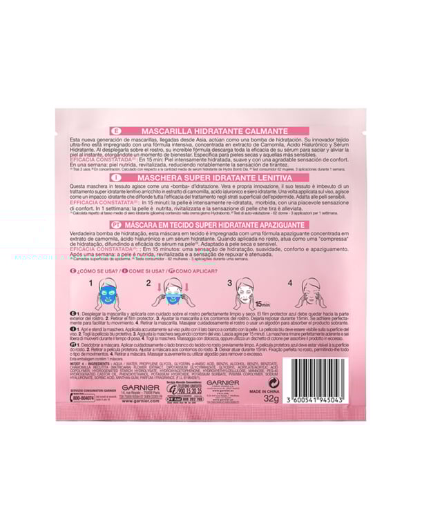 Skin Active Hydrabomb Masque Facial Hydratant Apaisant de Garnier