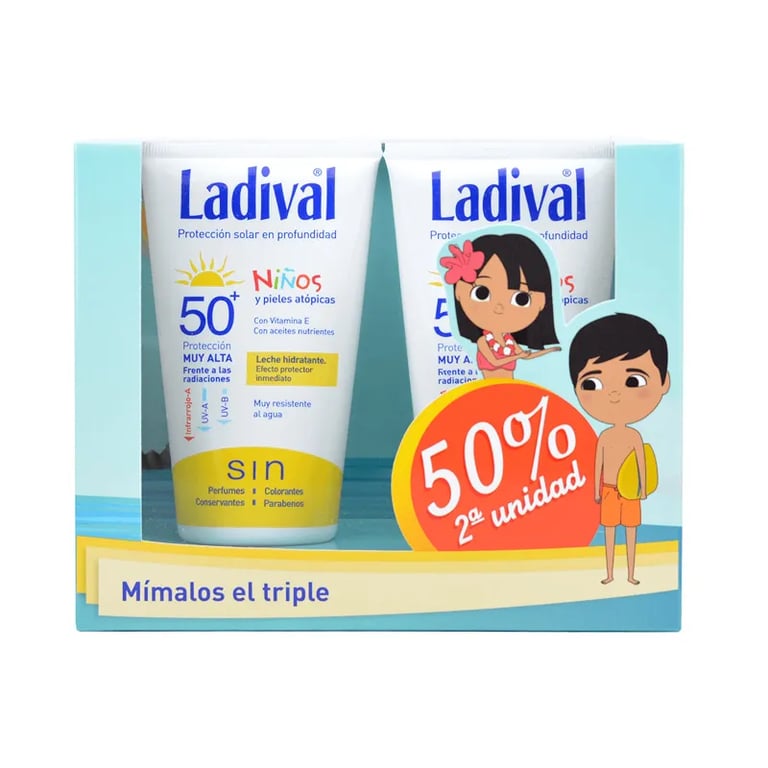 PROTECTOR SOLAR PARA NIÑOS SPF50+ PACK 2ª UD 50% DESCUENTO