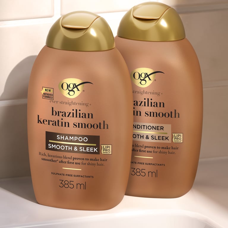 Ever Straightening + Brazilian Keratin Therapy Shampoo 385 ml de OGX