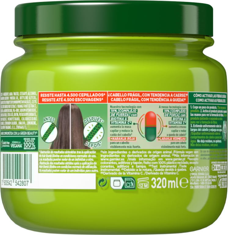 Fructis Vitamin C Hair Bomo Biotine Masque 320 ml de Fructis