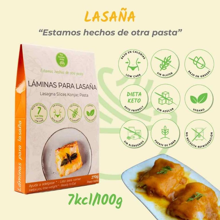 Laminas Para Lasaña De Konjac 270g de The Konjac