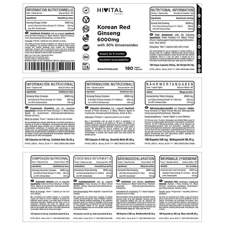 Panax Ginseng Rosso Coreano 6000 mg - imagen 2 de 2