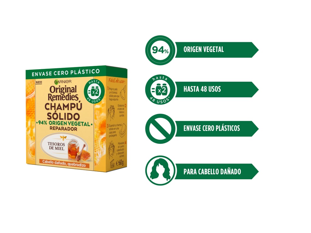 Original Remedies Tesoros de Miel Champú Sólido Reparador 60g de Garnier