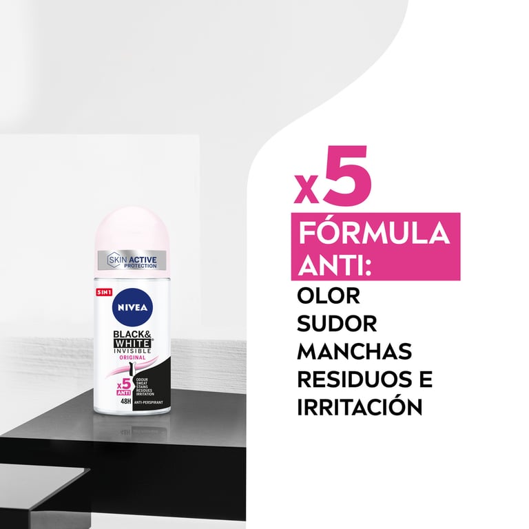 Skin Active Black White Invisible Original Deodorant Roll-On 50 ml von Nivea