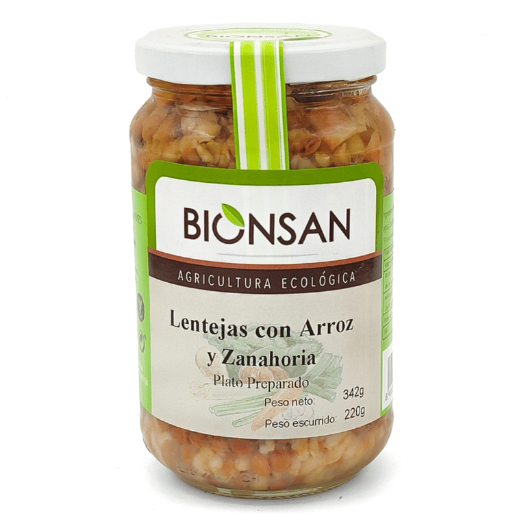 Lentejas con Arroz Integral y Zanahoria Ecológicas