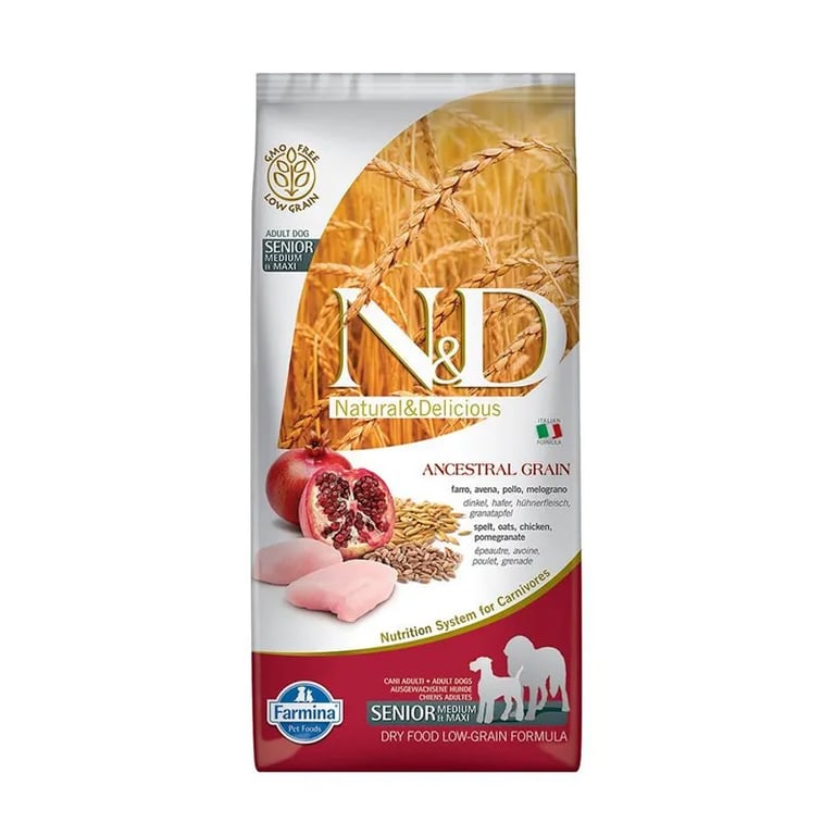 Croquettes Chien Senior Medium Maxi ND Ancestral Avoine Poulet Grenade
