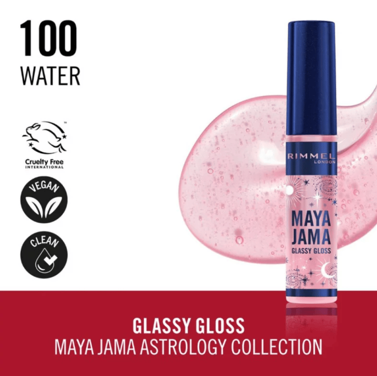 Maya Jama Glassy Gloss #100 Water  de Rimmel London