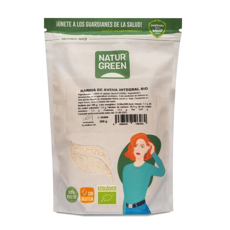 Vollkorn-Bio-Hafermehl ohne Gluten.