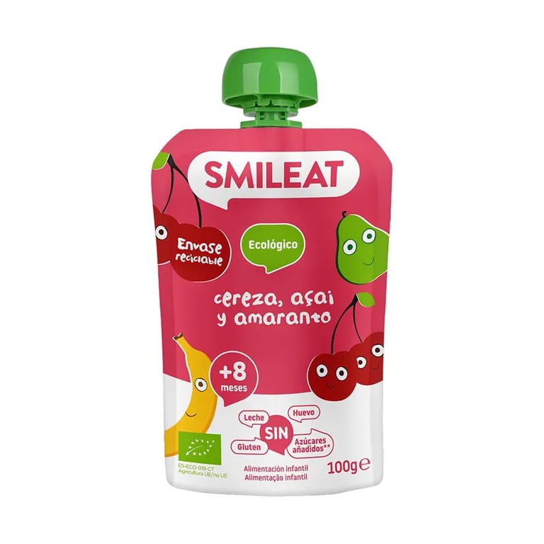 Puré Ecológico De Cereza Acai Y Amaranto +8M