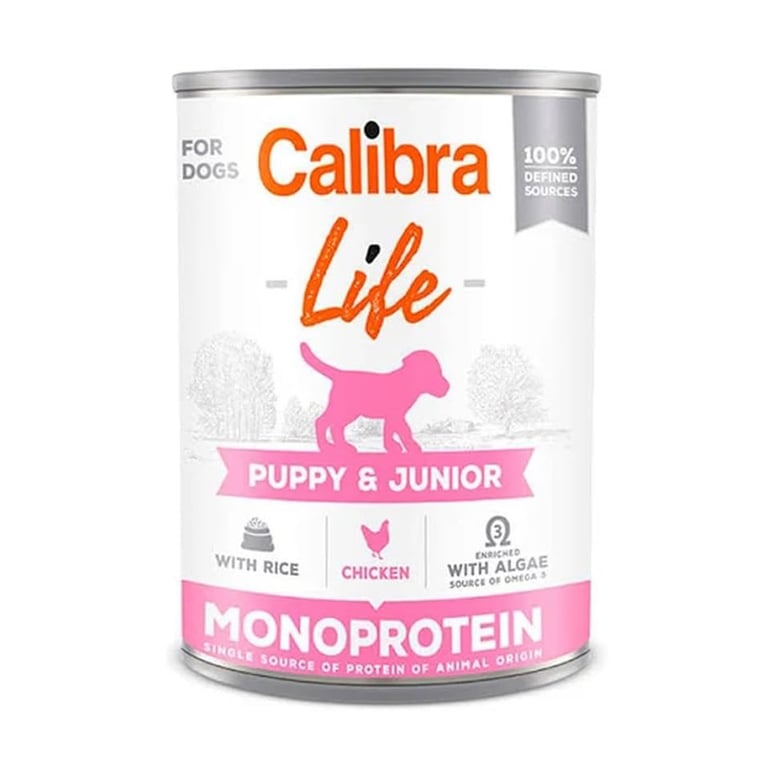 Calibra Dog Life Lata Puppy & Junior Pollo e Riso