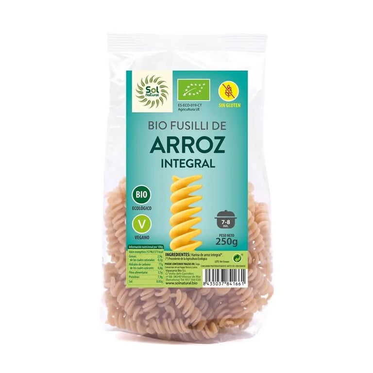 Fusilli De Arroz Integral Sem Glúten Bio