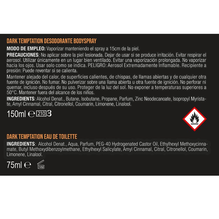 Dark Temptation EDT 75 ml + Déodorant 150 ml + Trousse de toilette Lot de Axe