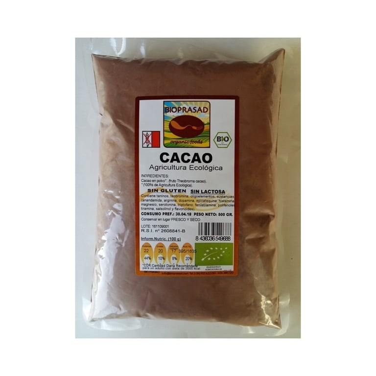 Cacao en Polvo Desgrasado Bio Sin Gluten Sin Lactosa