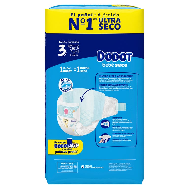 Dodot Bébé Sec T-3 62 Unités de Dodot