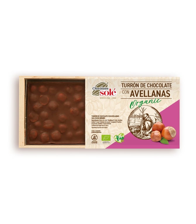 Turrón de Chocolate con Avellanas Bio