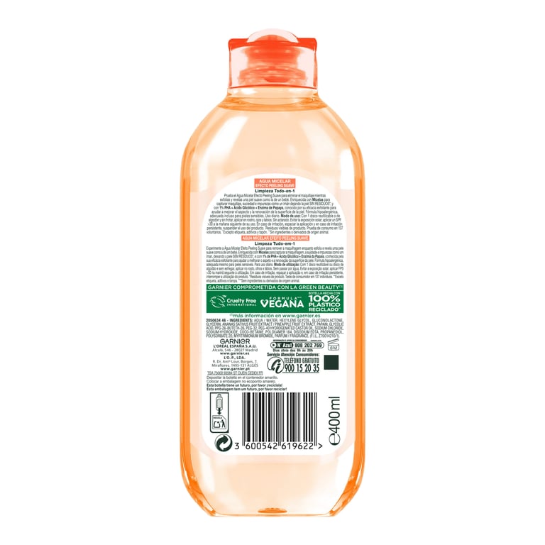 Skin Active Acqua Micellare Effetto Peeling Delicato Tutto In 1 400 ml di Garnier