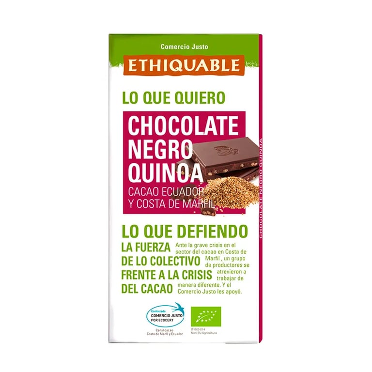 Chocolate Negro Con Quinoa De Ecuador Y Costa Marfil Ecológico