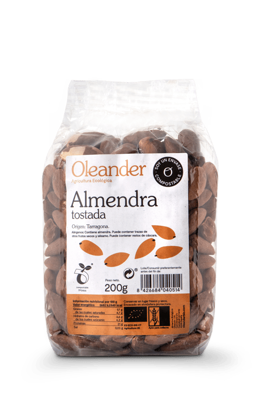 Almendra Tostada con Piel Ecológica