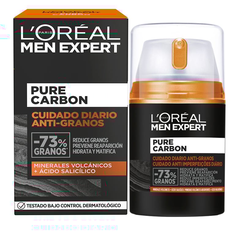 Men Expert Pure Charcoal Trattamento Quotidiano Anti-Brufoli 50 ml di L'Oreal Paris