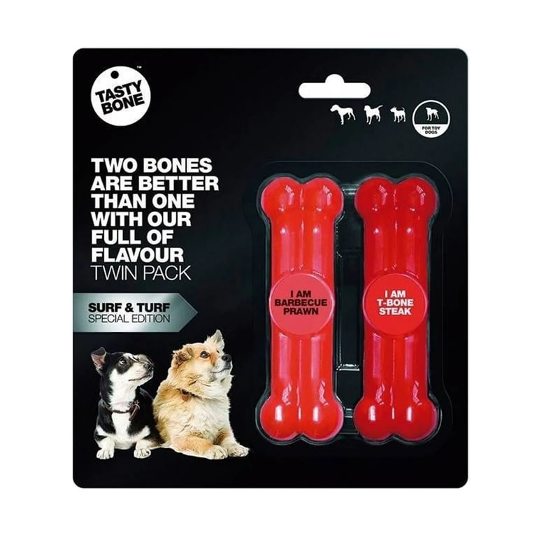 Nylonknochen Twin Pack Garnele BBQ Steak Spielzeug