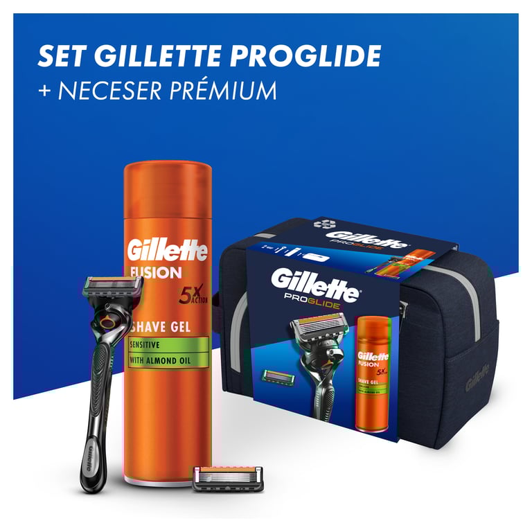Neceser Maquinilla Proglide Mango + Recambios + Gel 200 ml de Gillette