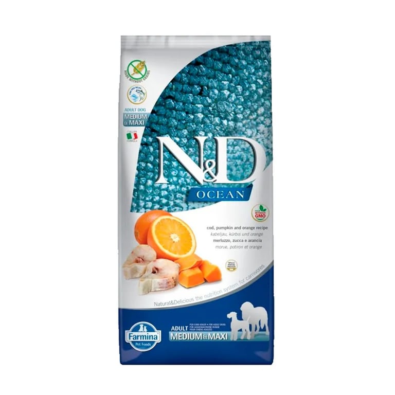Hondenvoer Medium Maxi ND Ocean Granda Kabeljauw en Sinaasappel