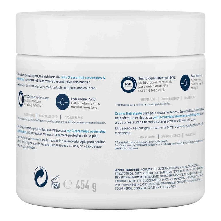 Cerave Creme Hidratante Pele Seca A Muito Seca 454g da Cerave