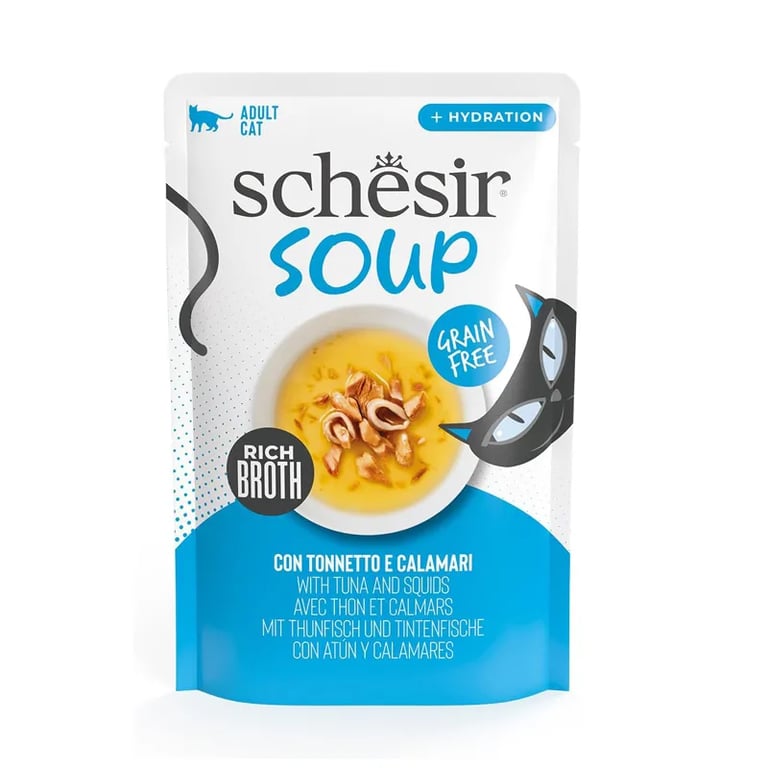 Cibo Umido per Gatto Zuppa Tonno e Calamari