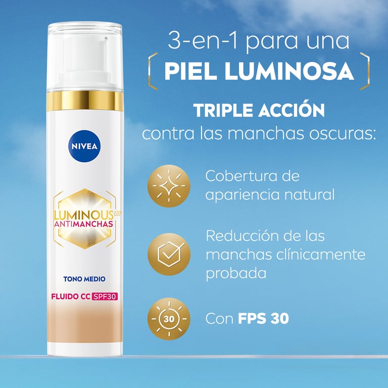 Cellulaire Lumineux 630 Anti-Taches Fluide Avec Couleur SPF30 #Moyen 40 ml de Nivea